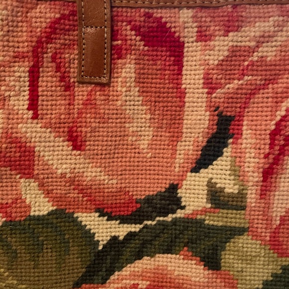 Clever Carriage Company Needlepoint Pink English Rose Handbag - Picture 7 of 14